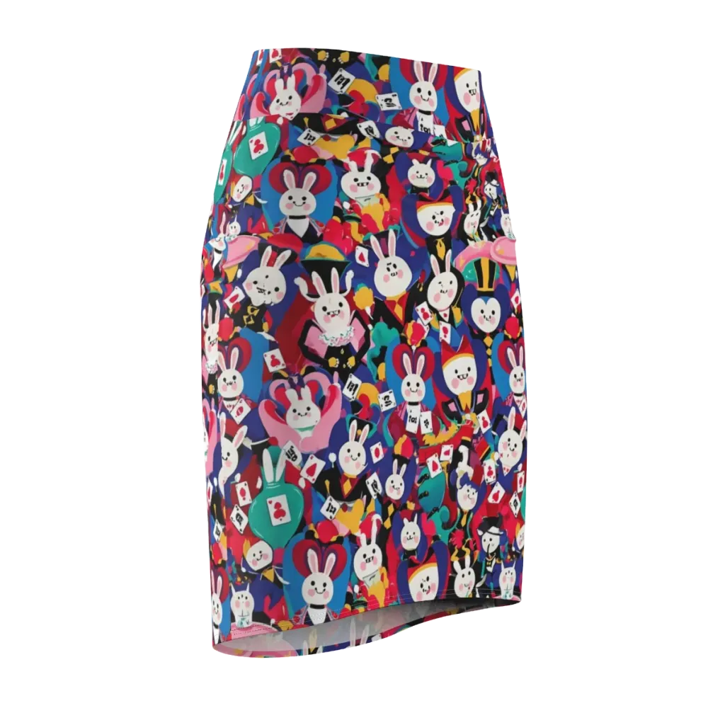 Rabbit Royale on Pencil Skirt — Front Side