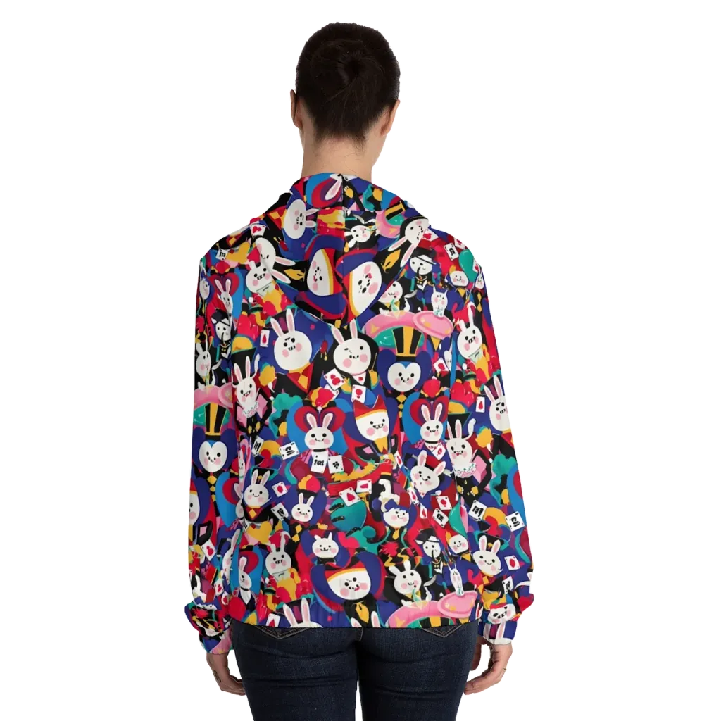 Rabbit Royale on Women's Full-Zip Hoodie — Back On Person