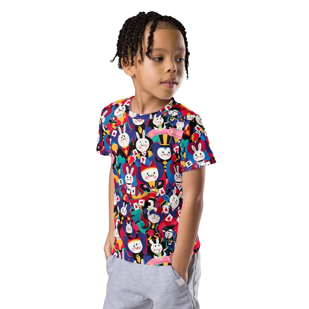 Rabbit Royale on Kids Crew Neck T-Shirt — Left Front