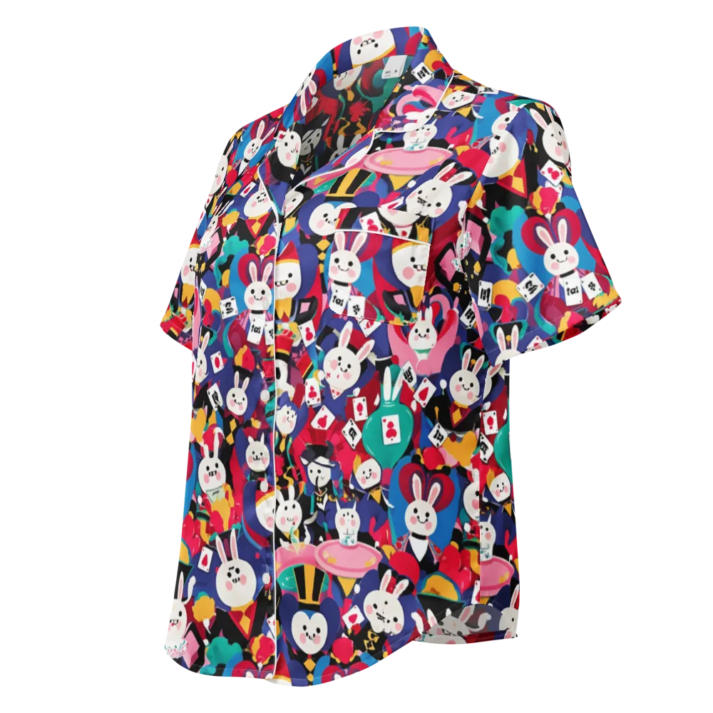 Rabbit Royale on Women's Short Sleeve Pajama Top — Left Front