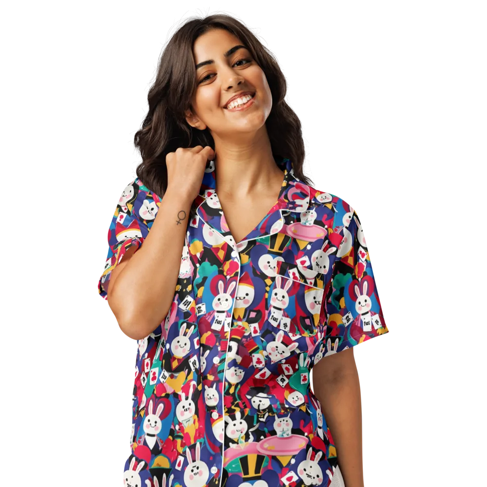 Rabbit Royale on Women's Short Sleeve Pajama Top — Front