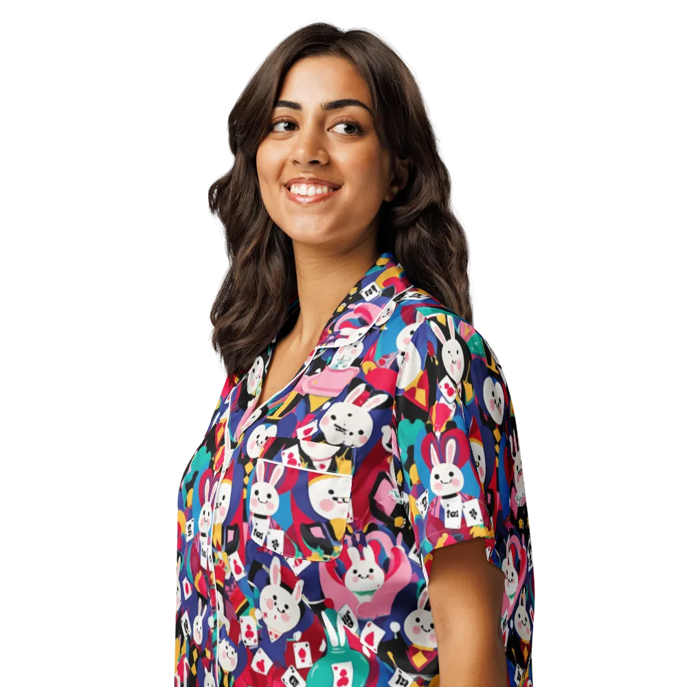Rabbit Royale on Women's Short Sleeve Pajama Top — Left Front