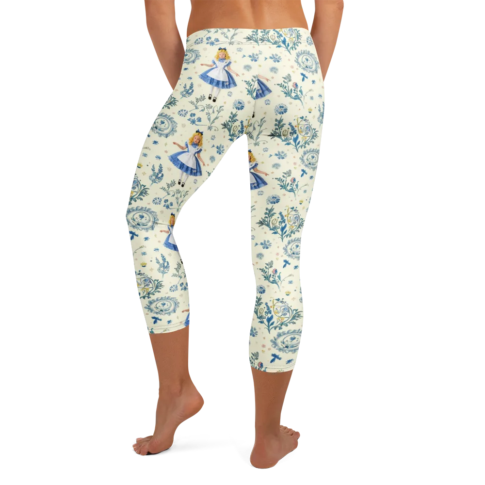 Wonderland Herbarium on Capri Leggings — Back