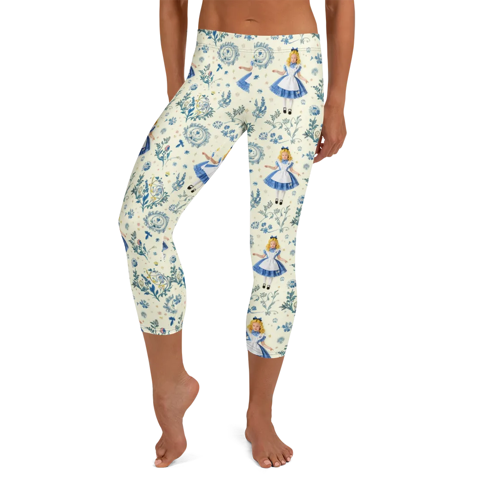 Wonderland Herbarium on Capri Leggings — Front