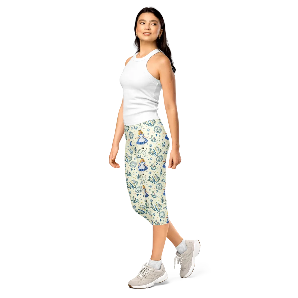 Wonderland Herbarium on Capri Leggings — Left Front