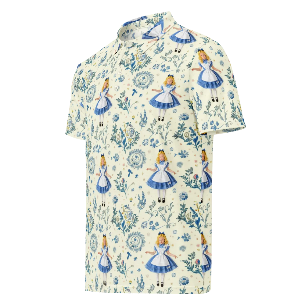 Wonderland Herbarium on Men's Slim Fit Polo Shirt — Left Front