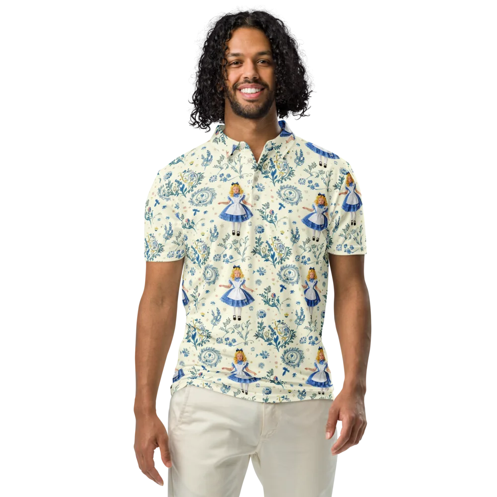 Wonderland Herbarium on Men's Slim Fit Polo Shirt — Front