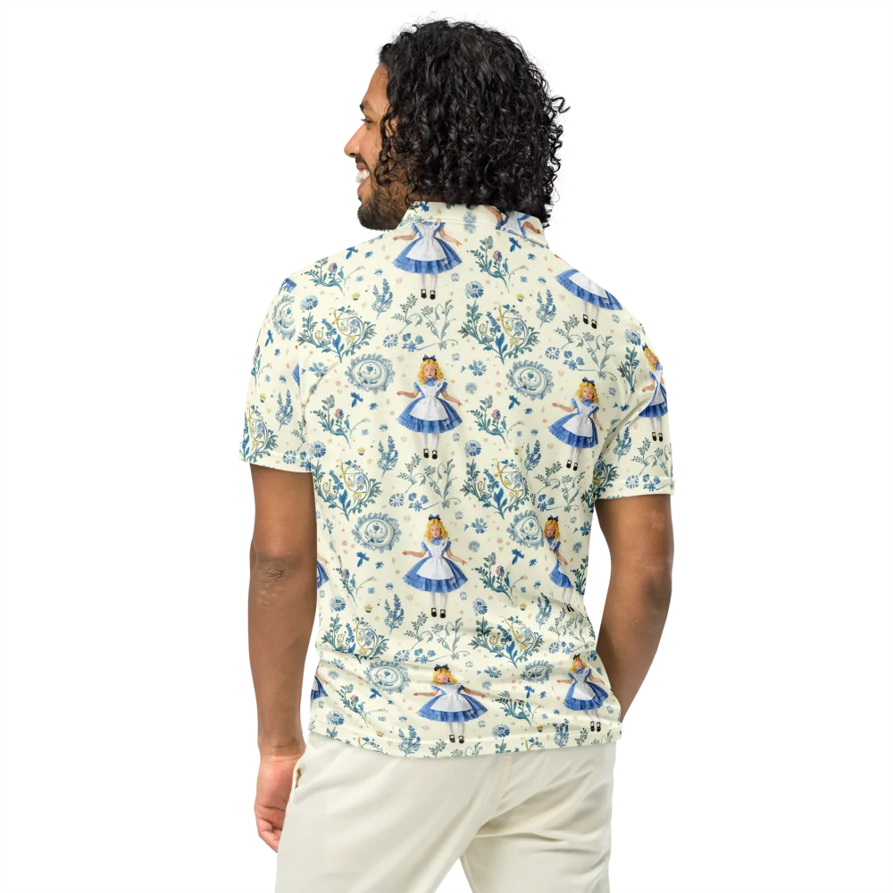 Wonderland Herbarium on Men's Slim Fit Polo Shirt — Back