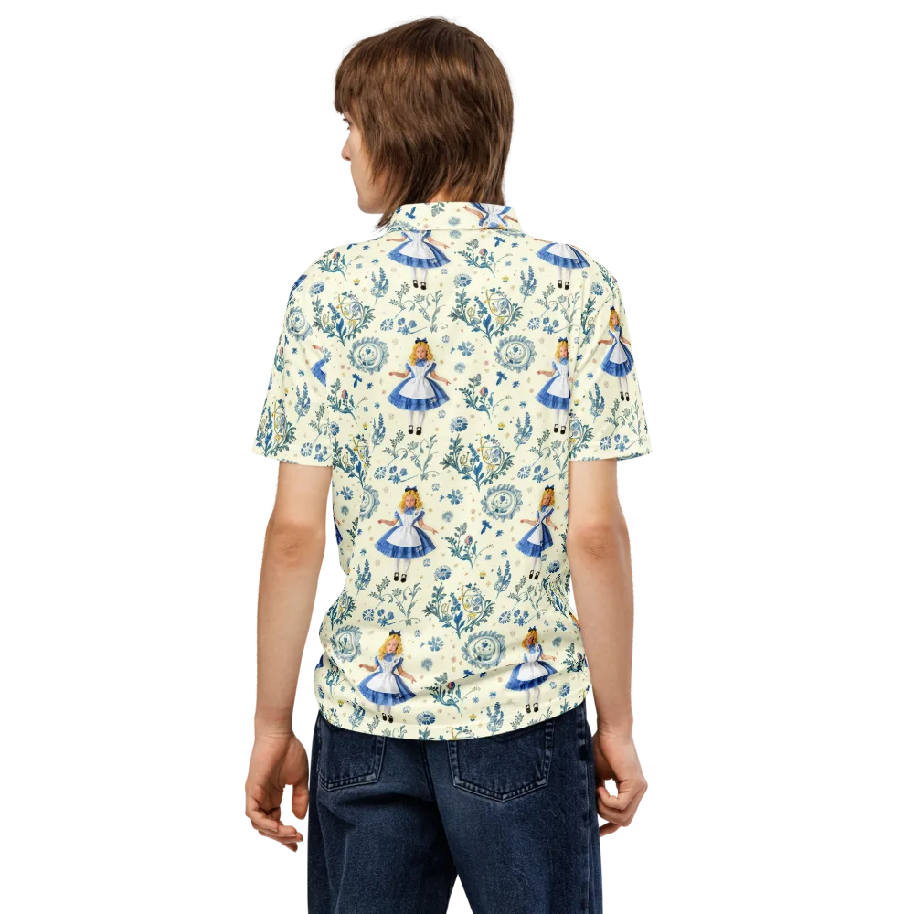 Wonderland Herbarium on Men's Slim Fit Polo Shirt — Back
