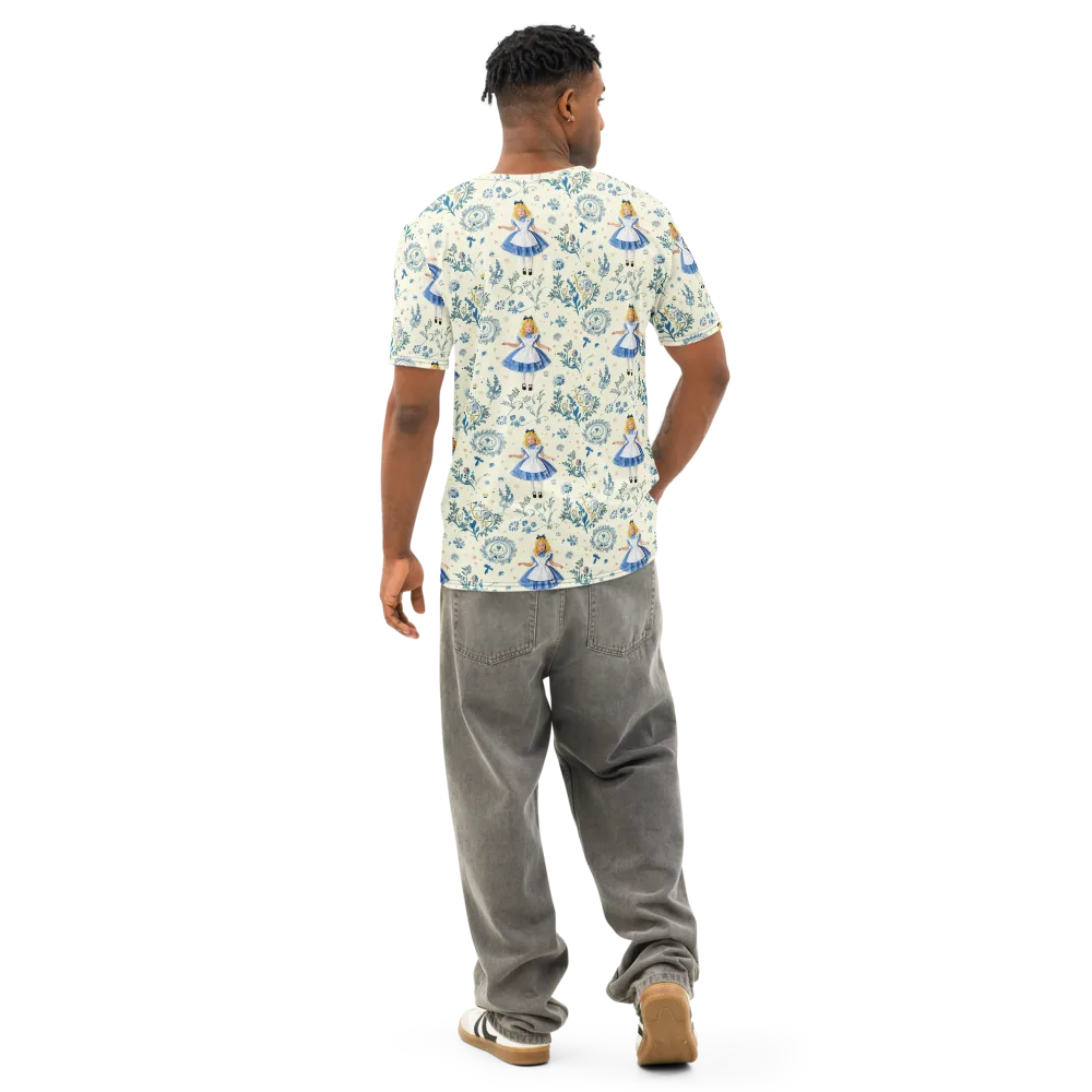 Wonderland Herbarium on Men's Cotton Crew Neck T-Shirt — Back