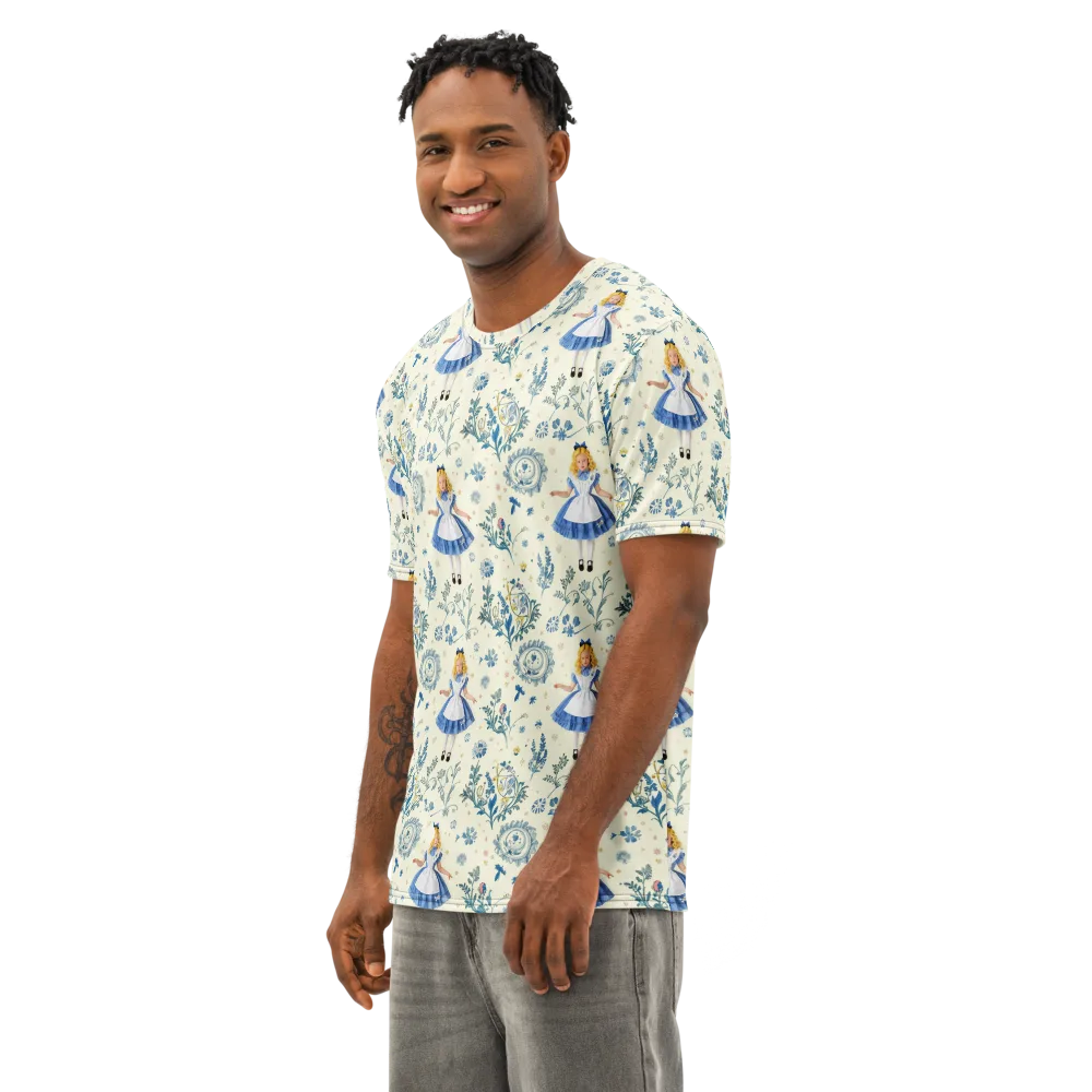 Wonderland Herbarium on Men's Cotton Crew Neck T-Shirt — Left Front