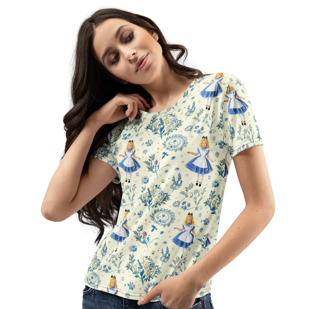 Wonderland Herbarium on Women's Crew Neck T-Shirt — Left Front