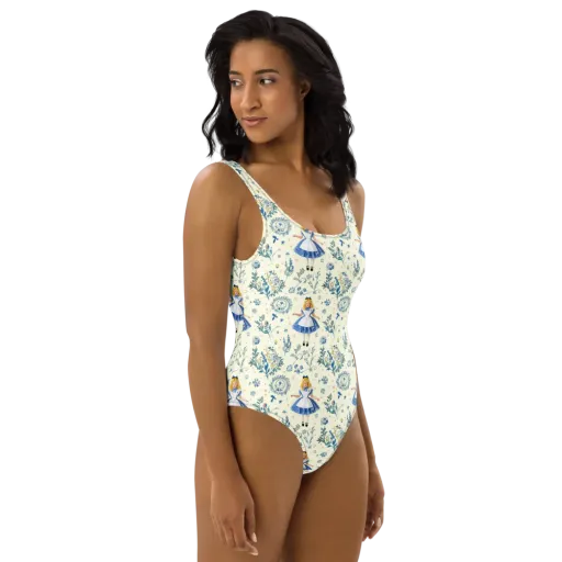 Wonderland Herbarium on a One-Piece Swimsuit