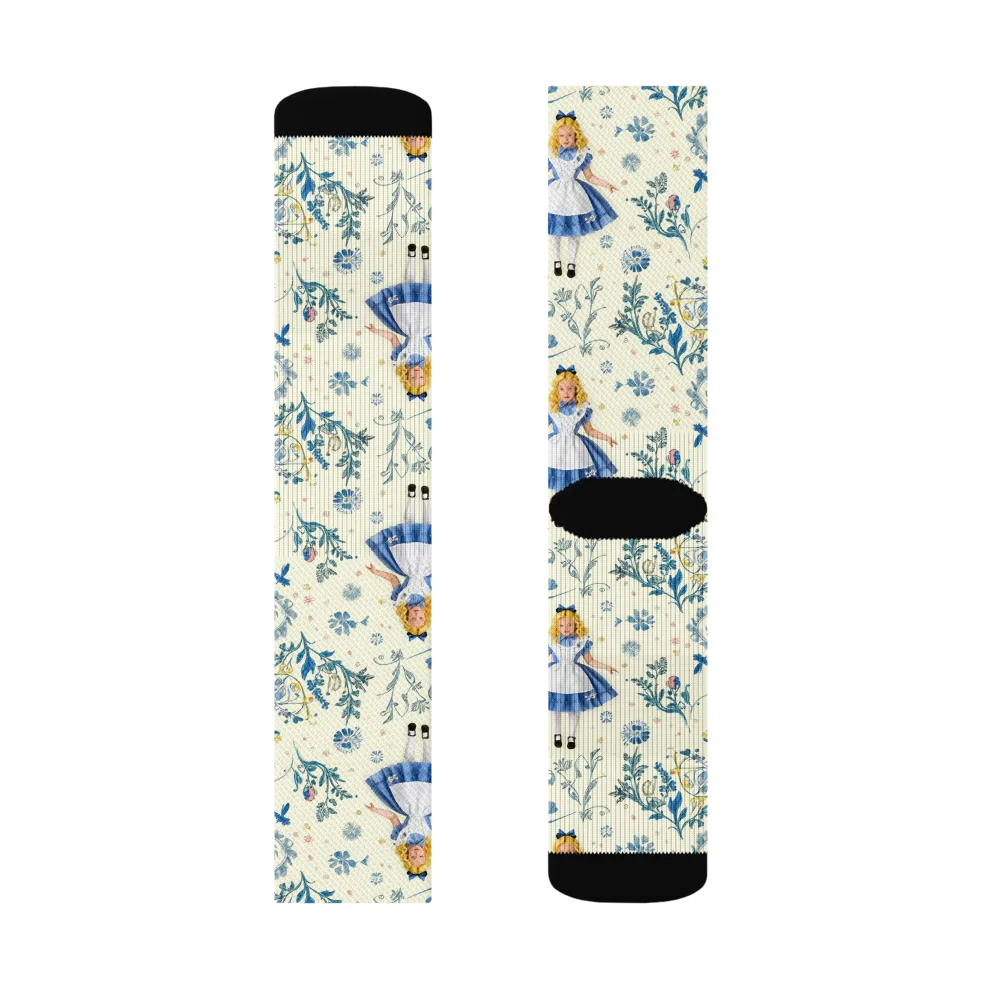 Wonderland Herbarium on Socks — Left Sock
