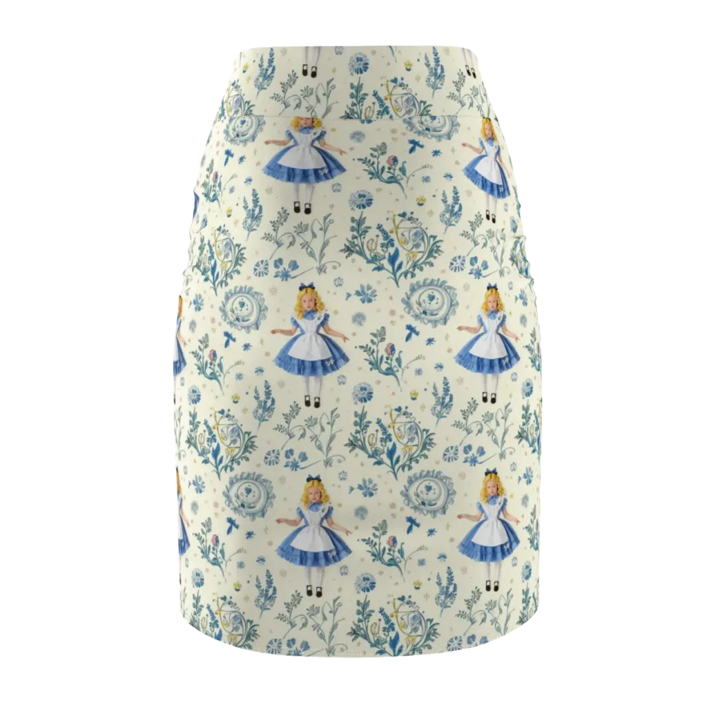 Wonderland Herbarium on Pencil Skirt — Back