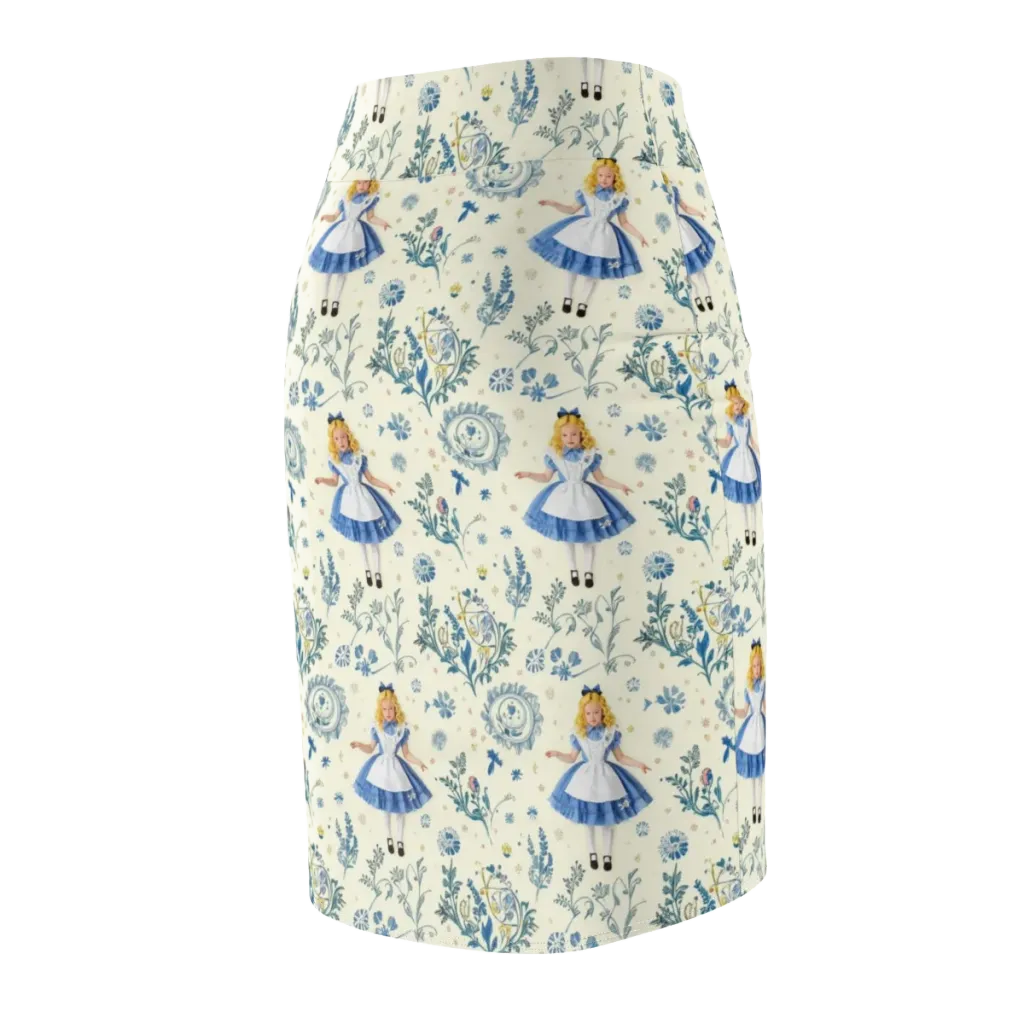 Wonderland Herbarium on Pencil Skirt — Back Side