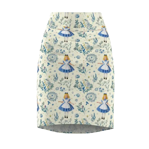 Wonderland Herbarium on a Pencil Skirt