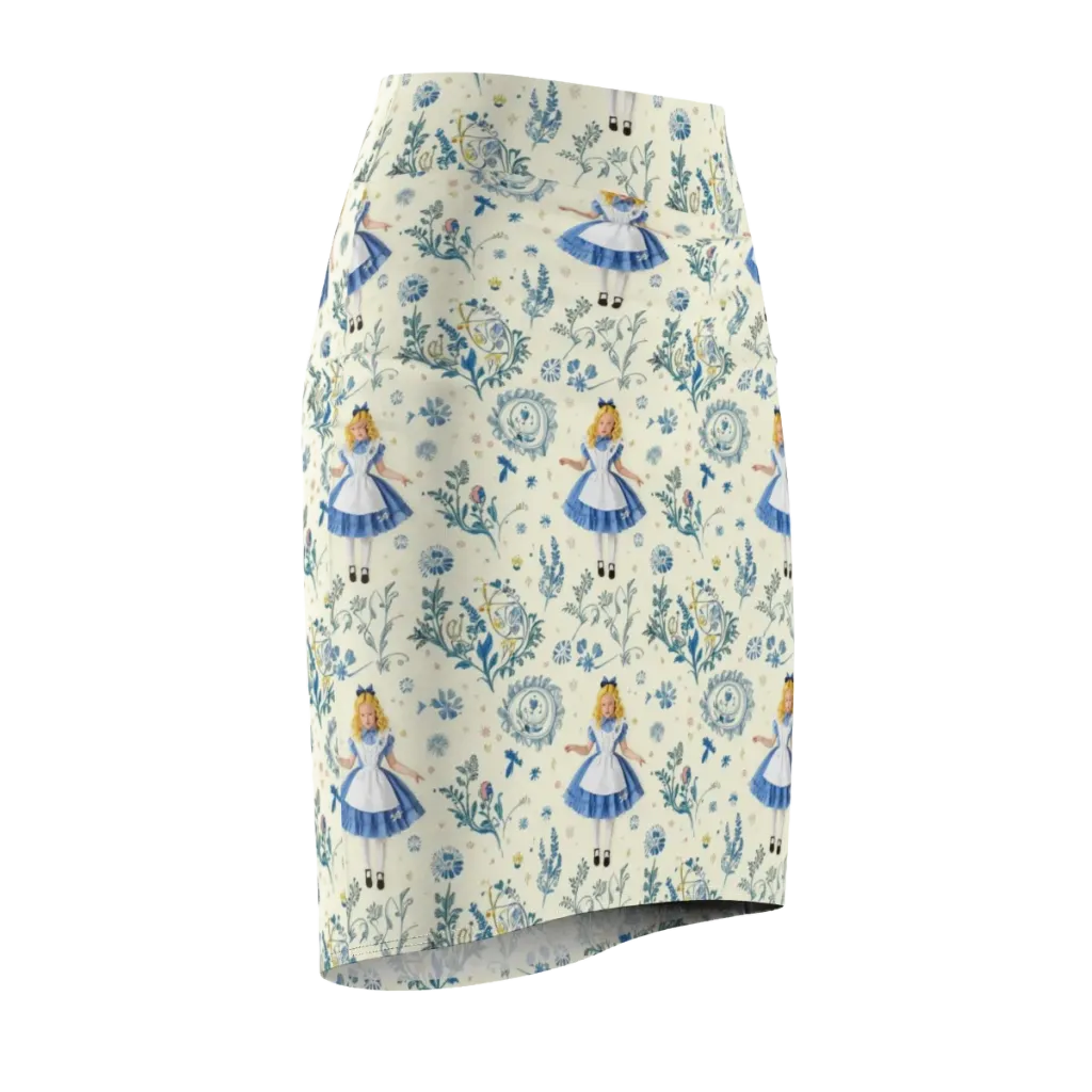 Wonderland Herbarium on Pencil Skirt — Front Side