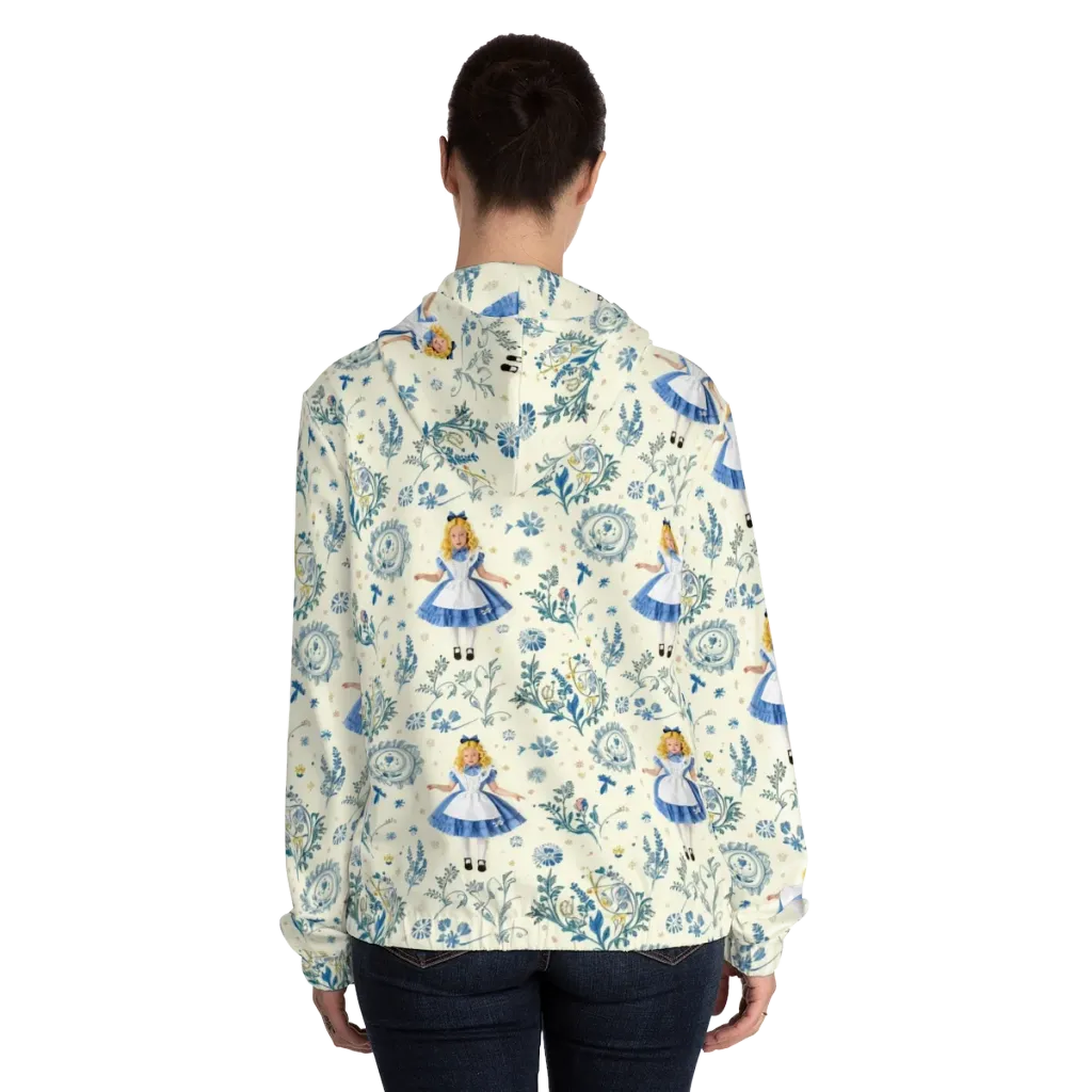 Wonderland Herbarium on Women's Full-Zip Hoodie — Back On Person