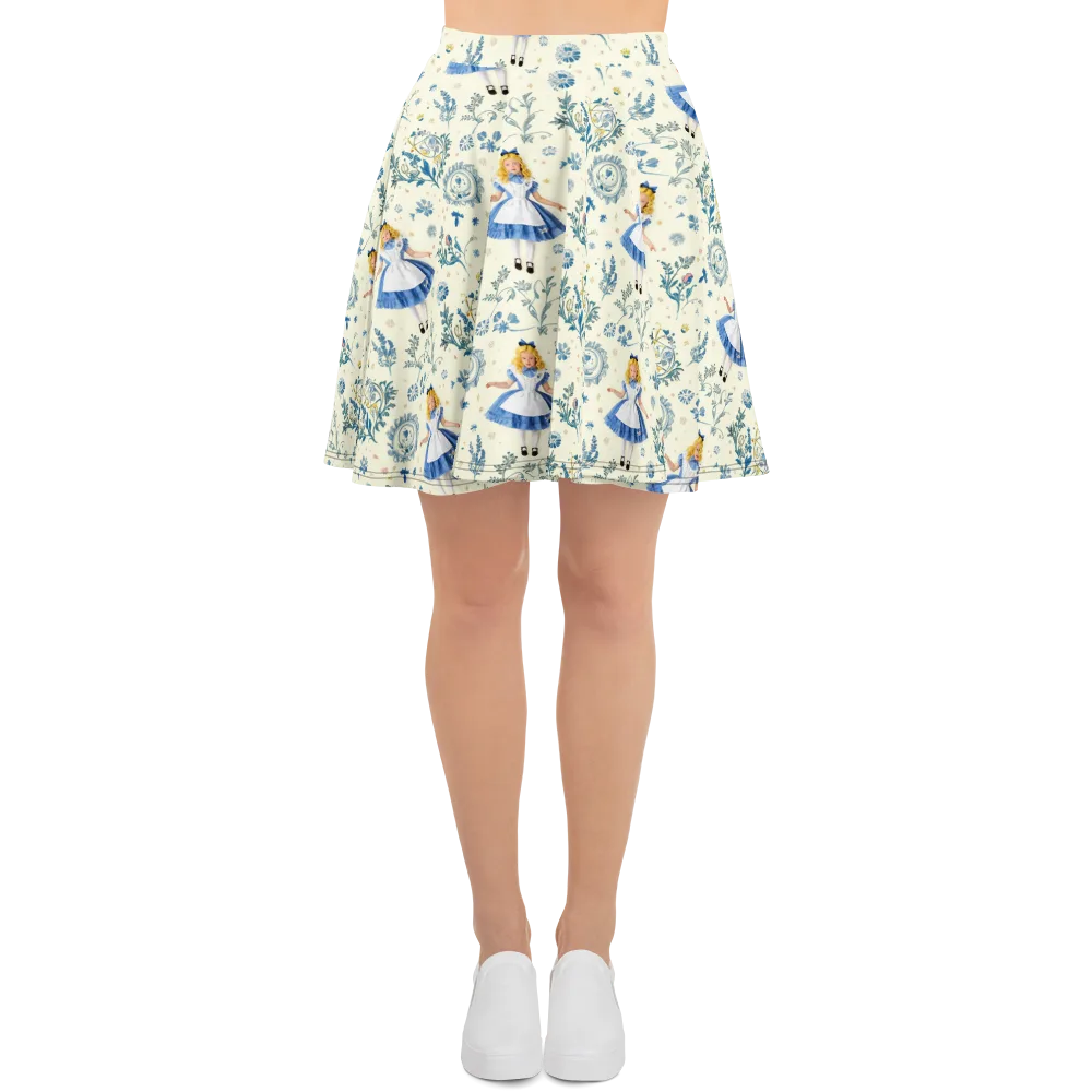 Wonderland Herbarium on Skater Skirt — Front