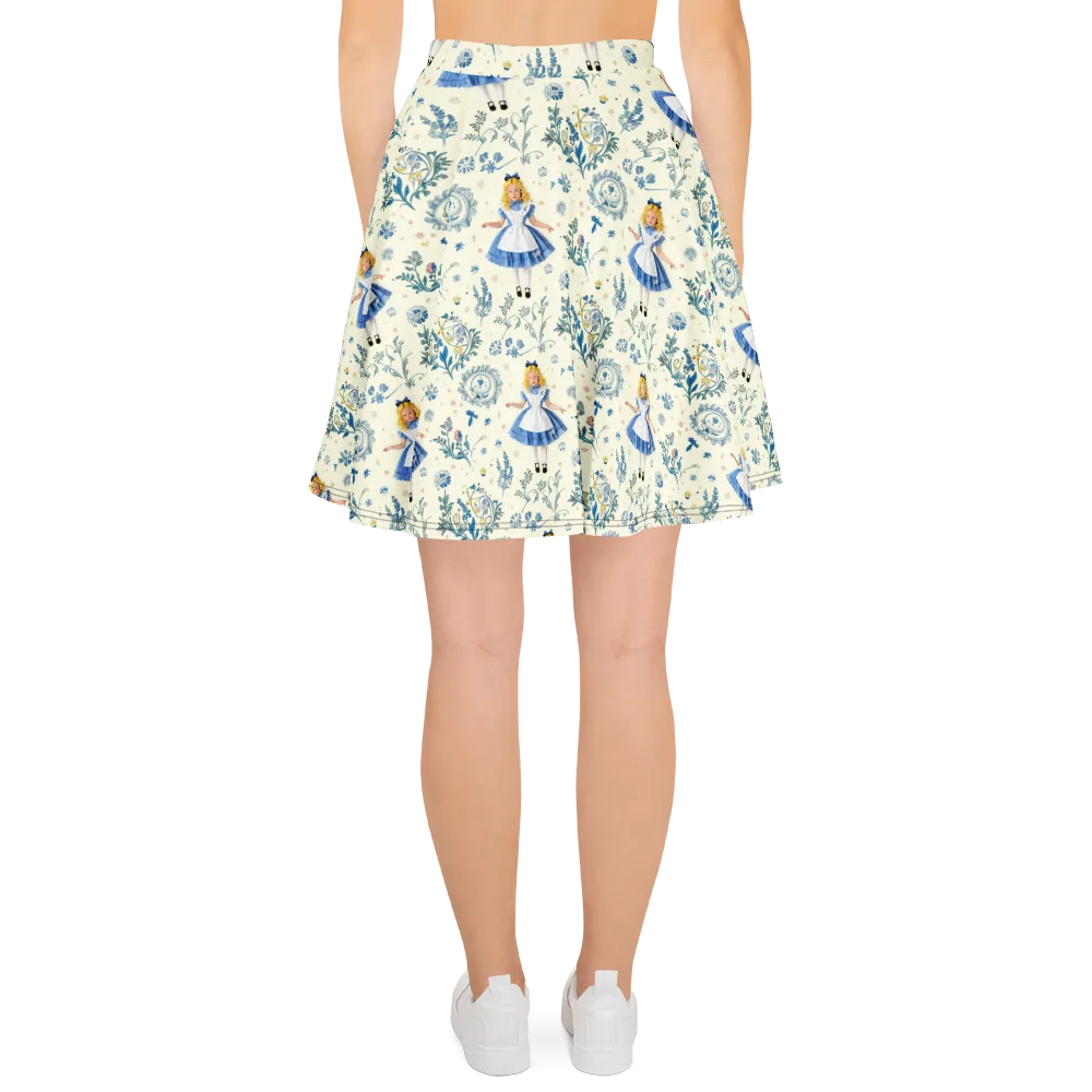 Wonderland Herbarium on Skater Skirt — Back
