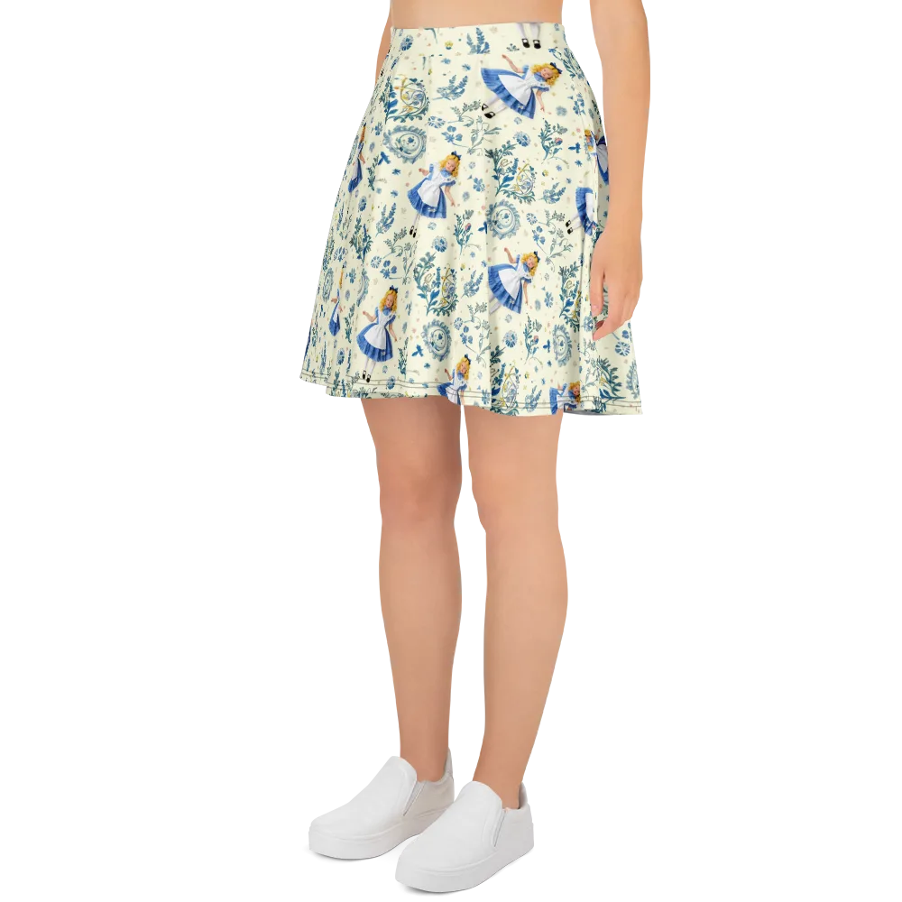 Wonderland Herbarium on Skater Skirt — Left