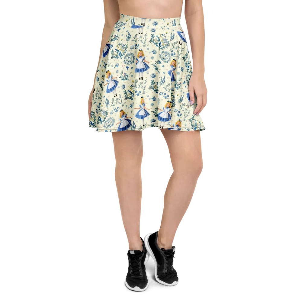 Wonderland Herbarium on Skater Skirt — Front