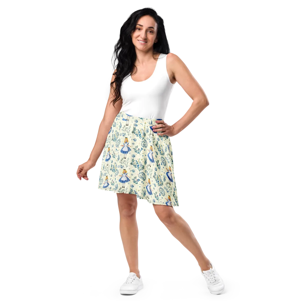 Wonderland Herbarium on Skater Skirt — Front