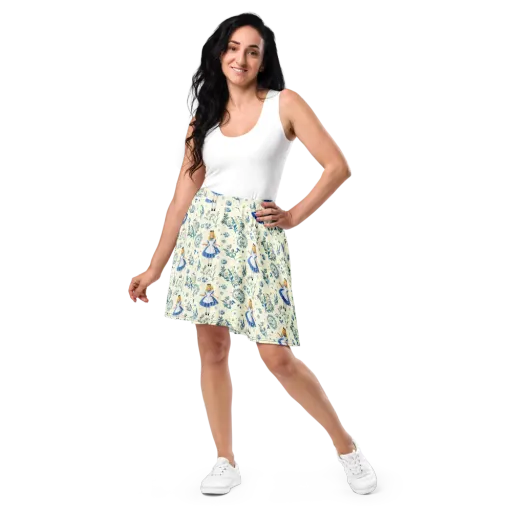 Wonderland Herbarium on a Skater Skirt