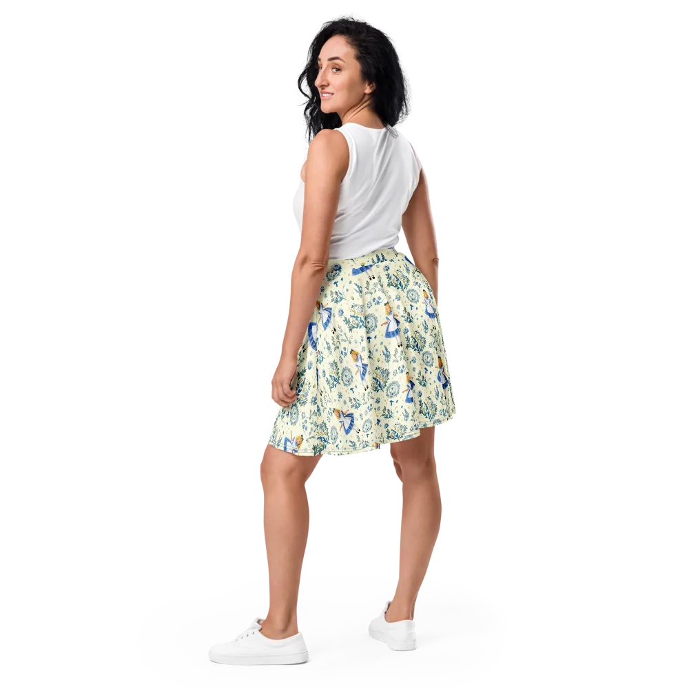 Wonderland Herbarium on Skater Skirt — Back