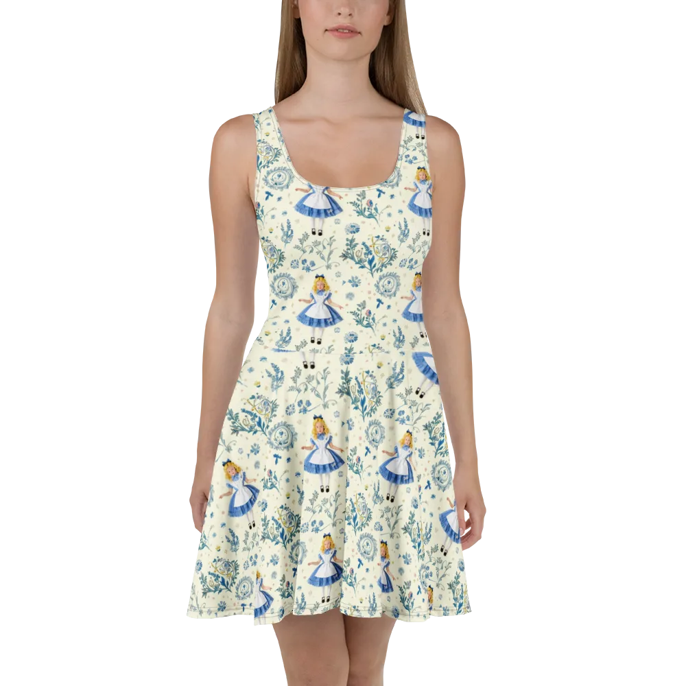 Wonderland Herbarium on Skater Dress — Front