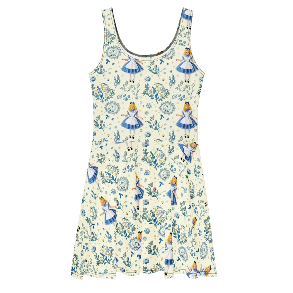 Wonderland Herbarium on Skater Dress — Front