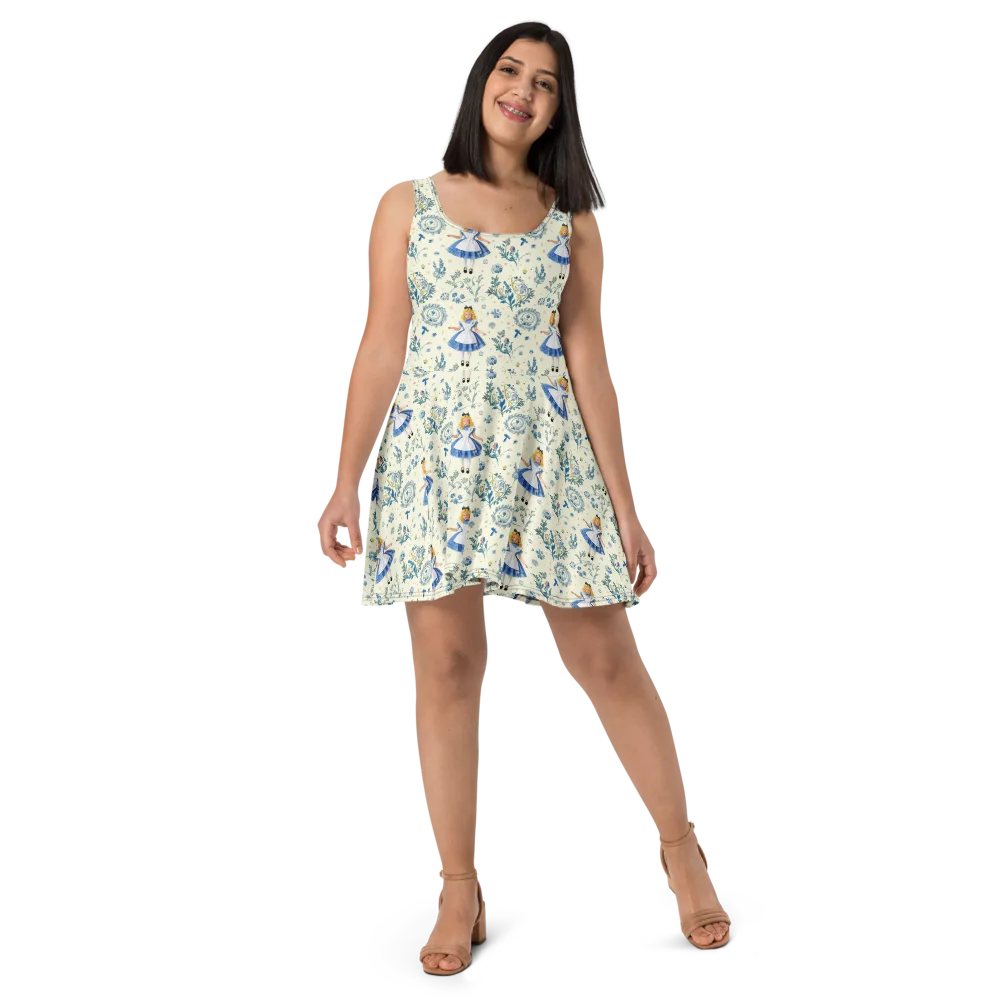 Wonderland Herbarium on Skater Dress — Front