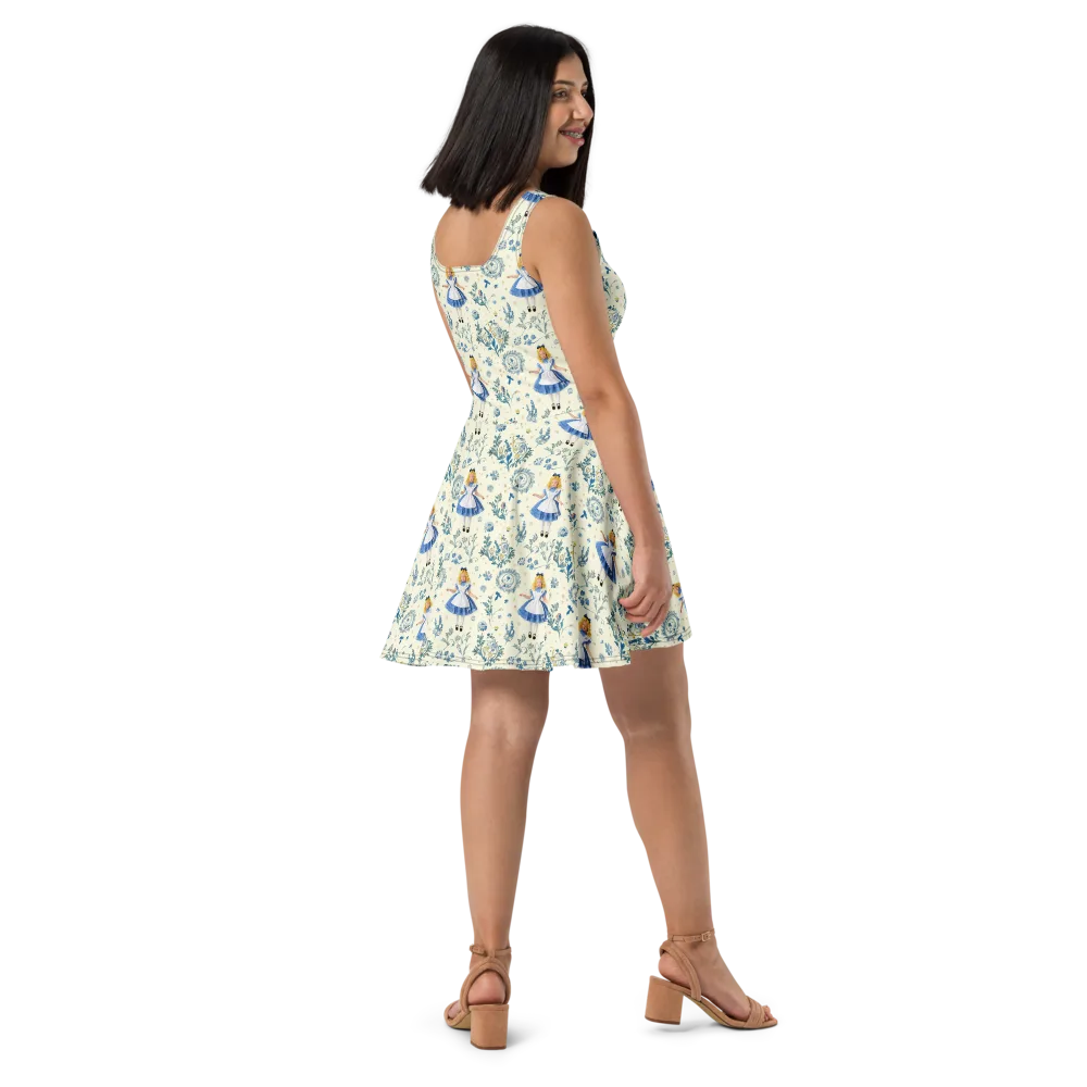 Wonderland Herbarium on Skater Dress — Right