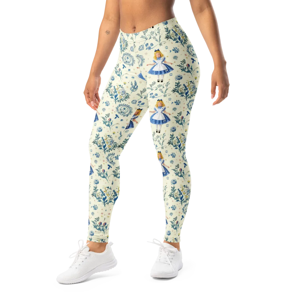 Wonderland Herbarium on Leggings — Left Front