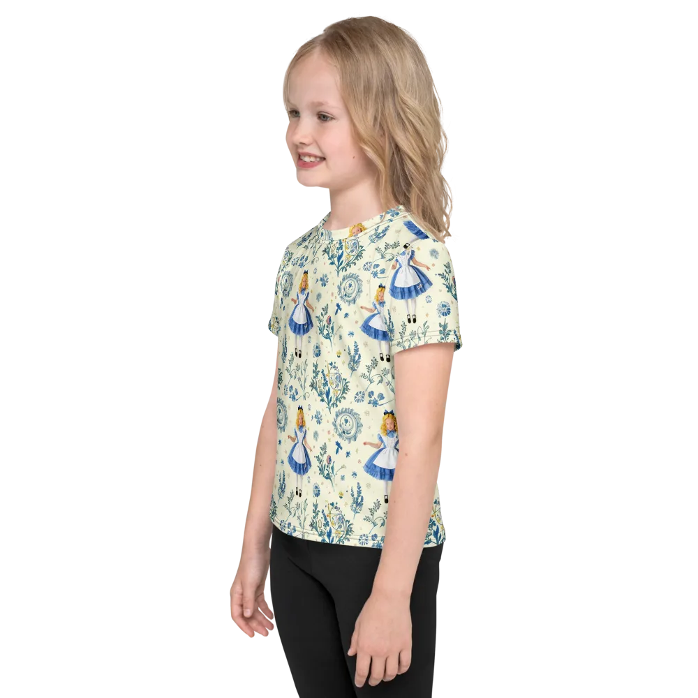Wonderland Herbarium on Kids Crew Neck T-Shirt — Left