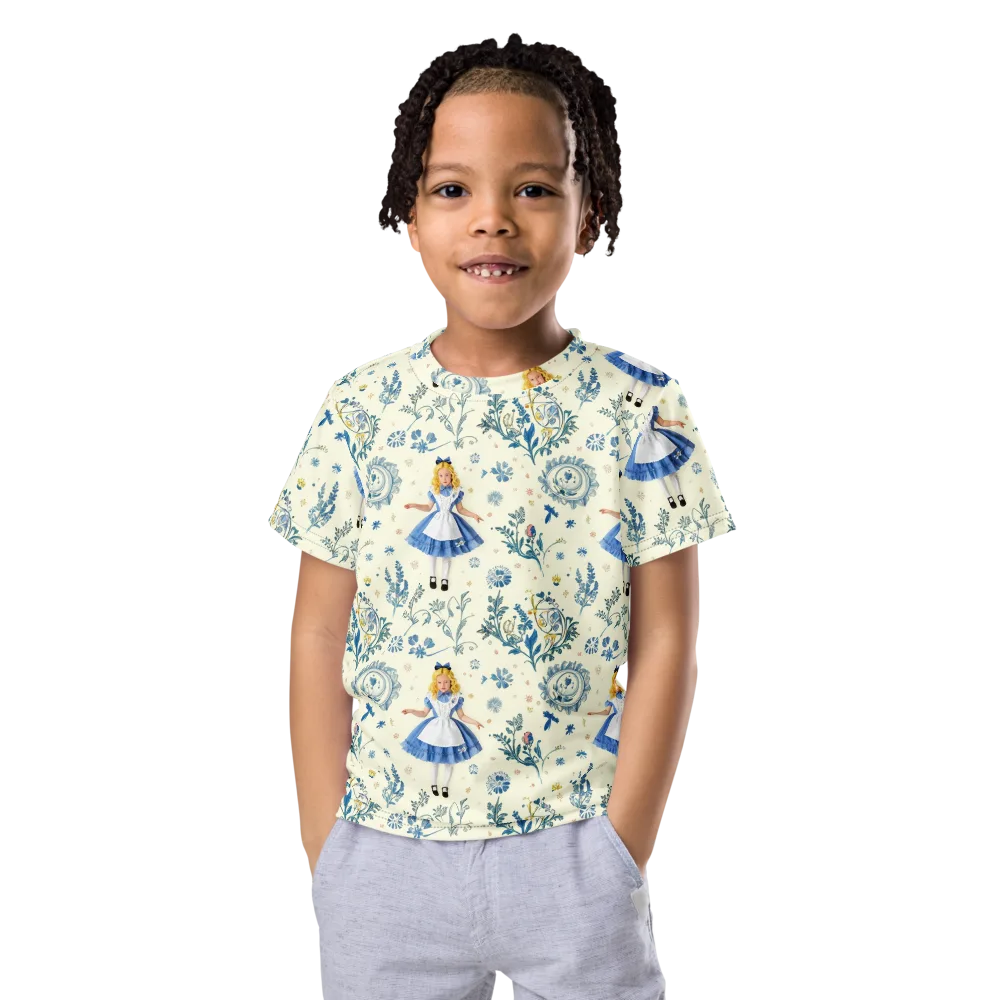 Wonderland Herbarium on Kids Crew Neck T-Shirt — Front