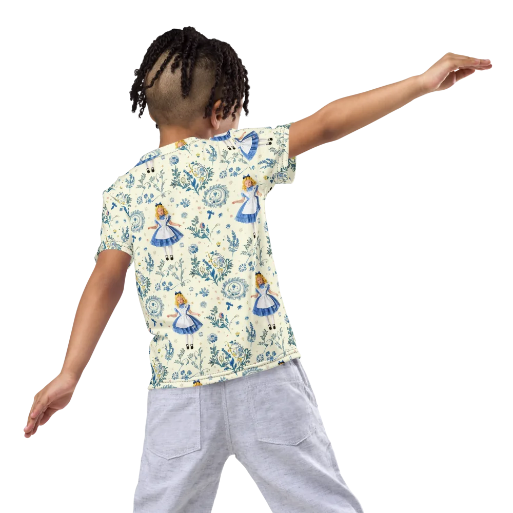 Wonderland Herbarium on Kids Crew Neck T-Shirt — Back