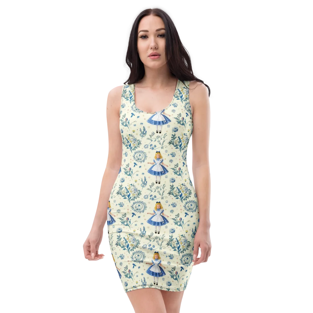 Wonderland Herbarium on Bodycon Dress — Front