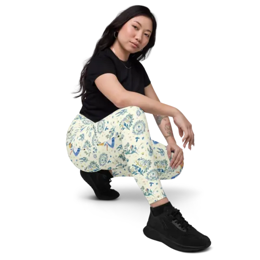 Wonderland Herbarium on a Leggings with Pockets