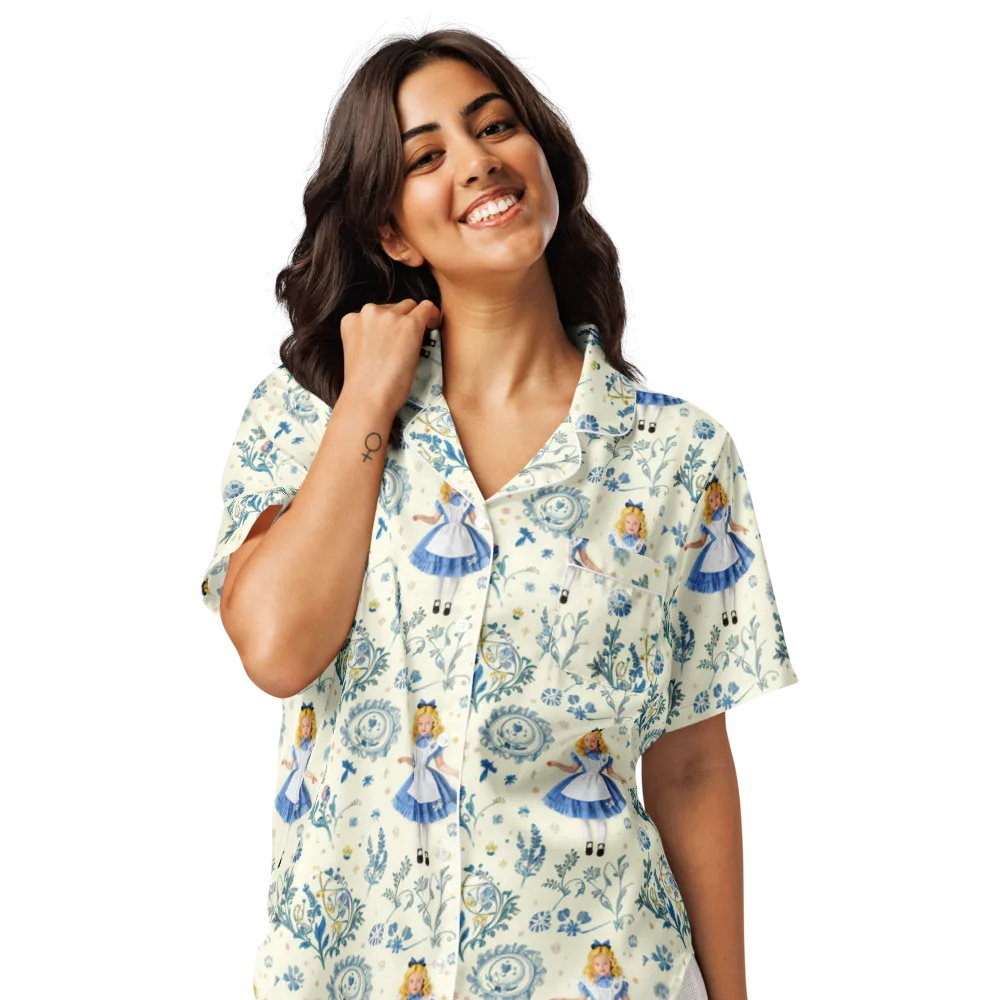 Wonderland Herbarium on Women's Short Sleeve Pajama Top — Front