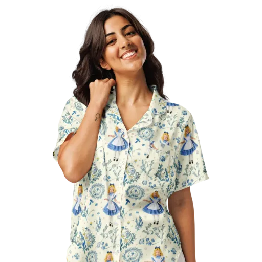 Wonderland Herbarium on a Women's Short Sleeve Pajama Top