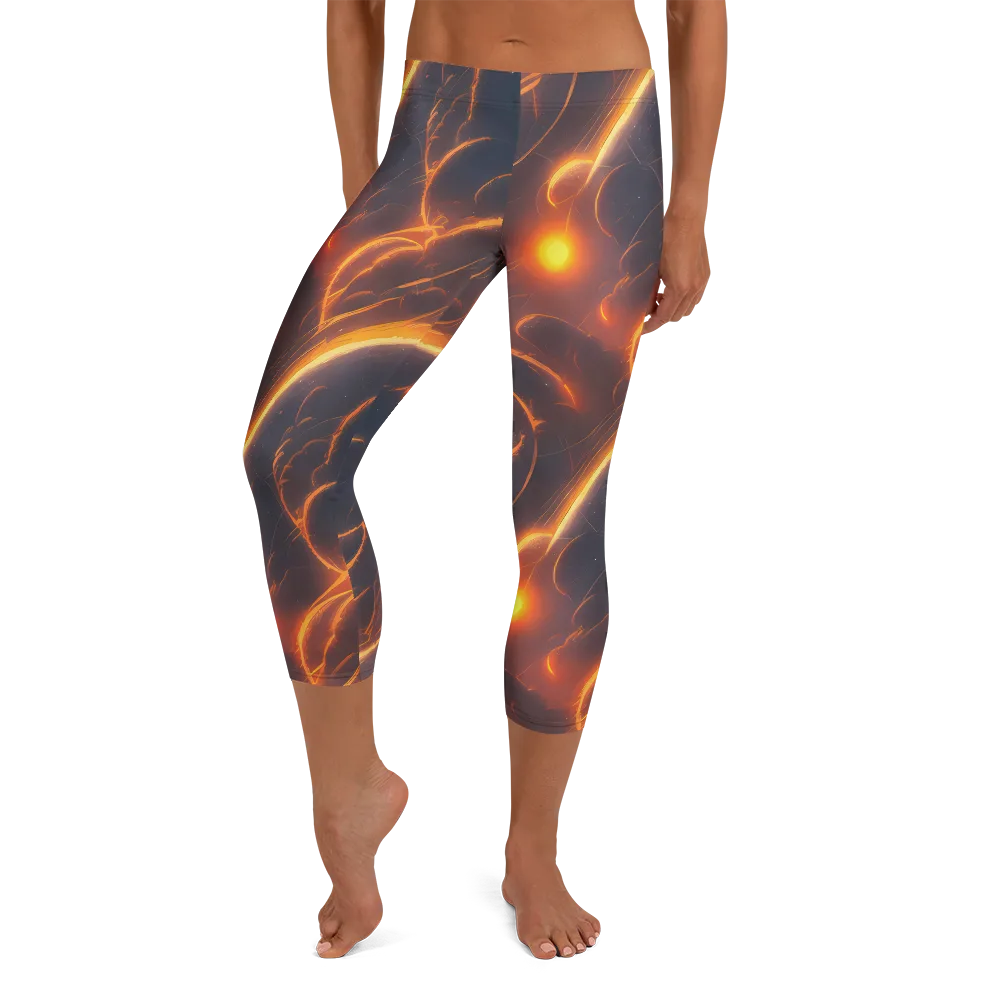 Inferno Spirals on Capri Leggings — Front
