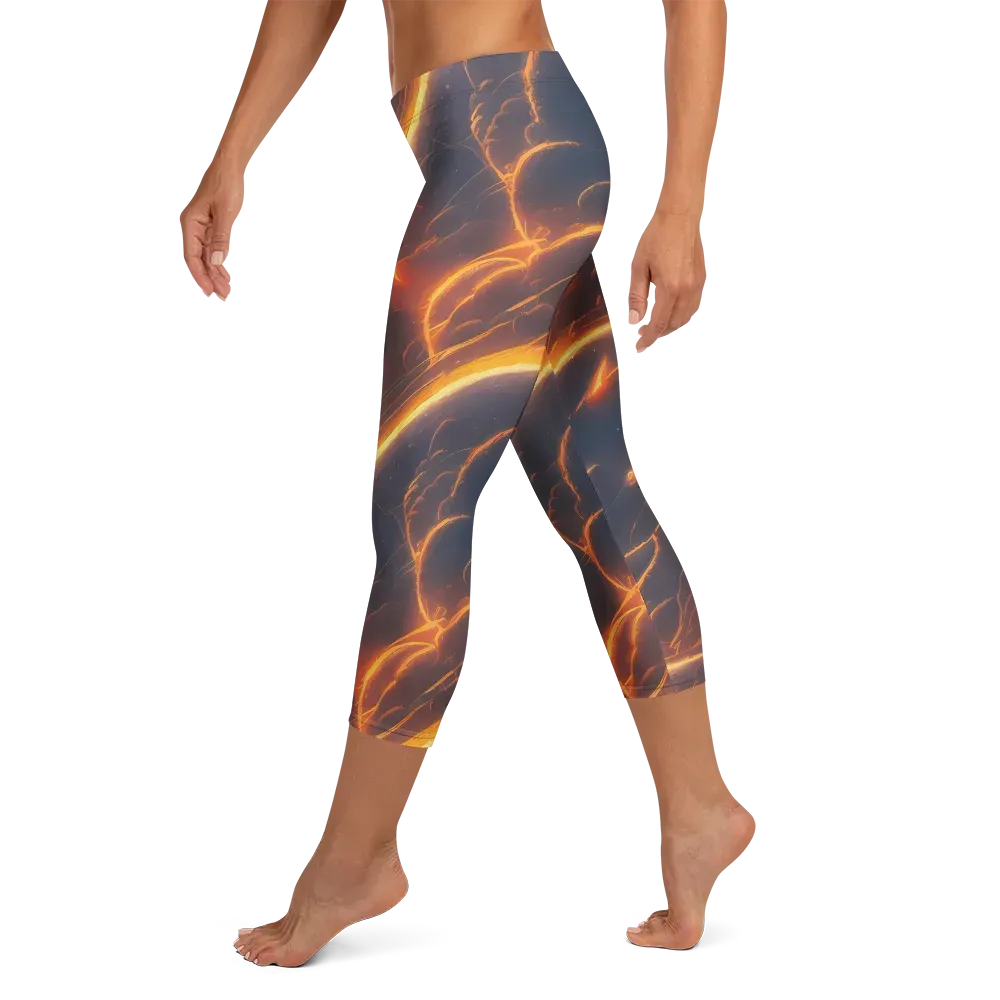 Inferno Spirals on Capri Leggings — Left