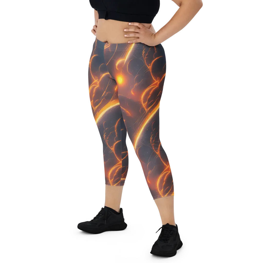 Inferno Spirals on Capri Leggings — Front