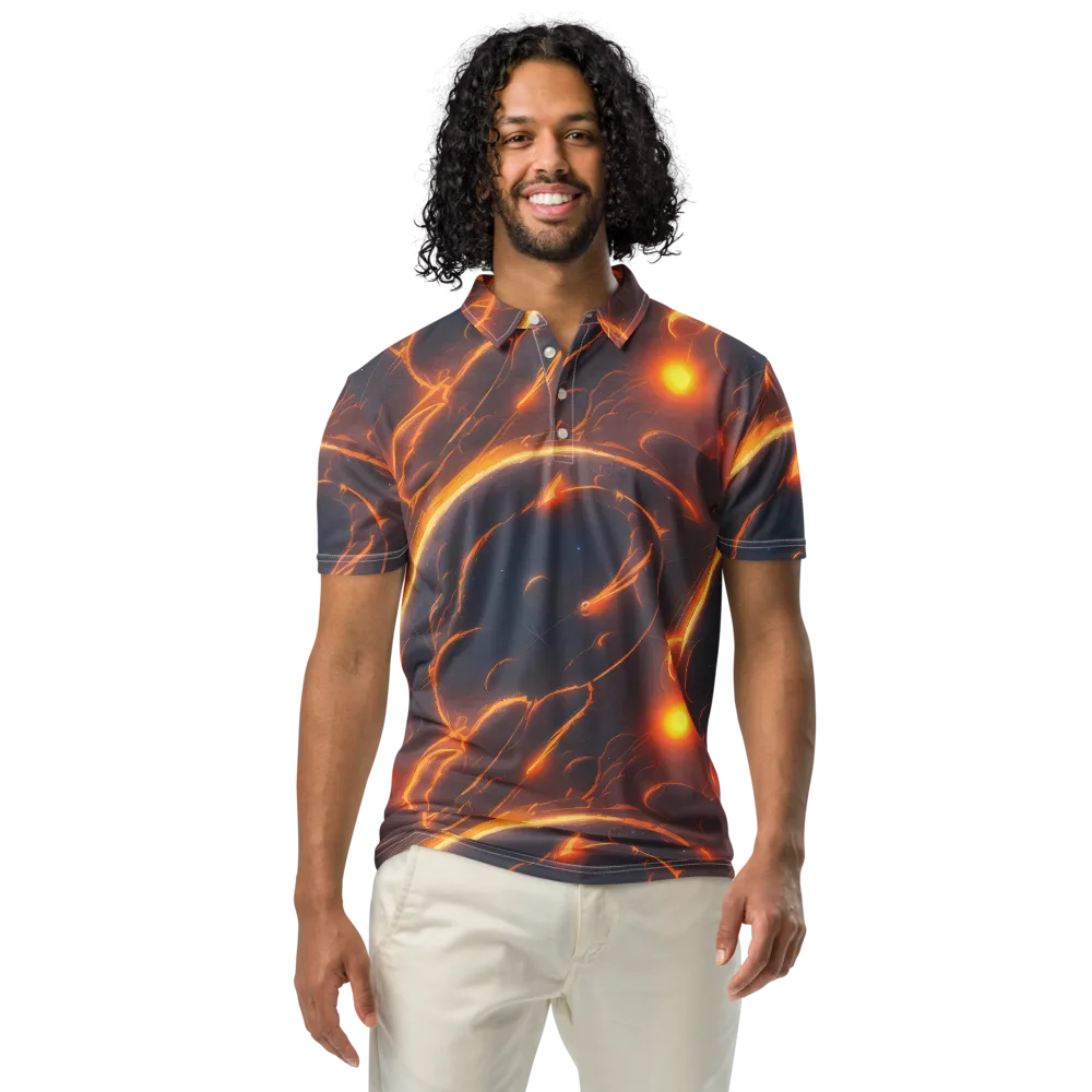 Inferno Spirals on Men's Slim Fit Polo Shirt — Front