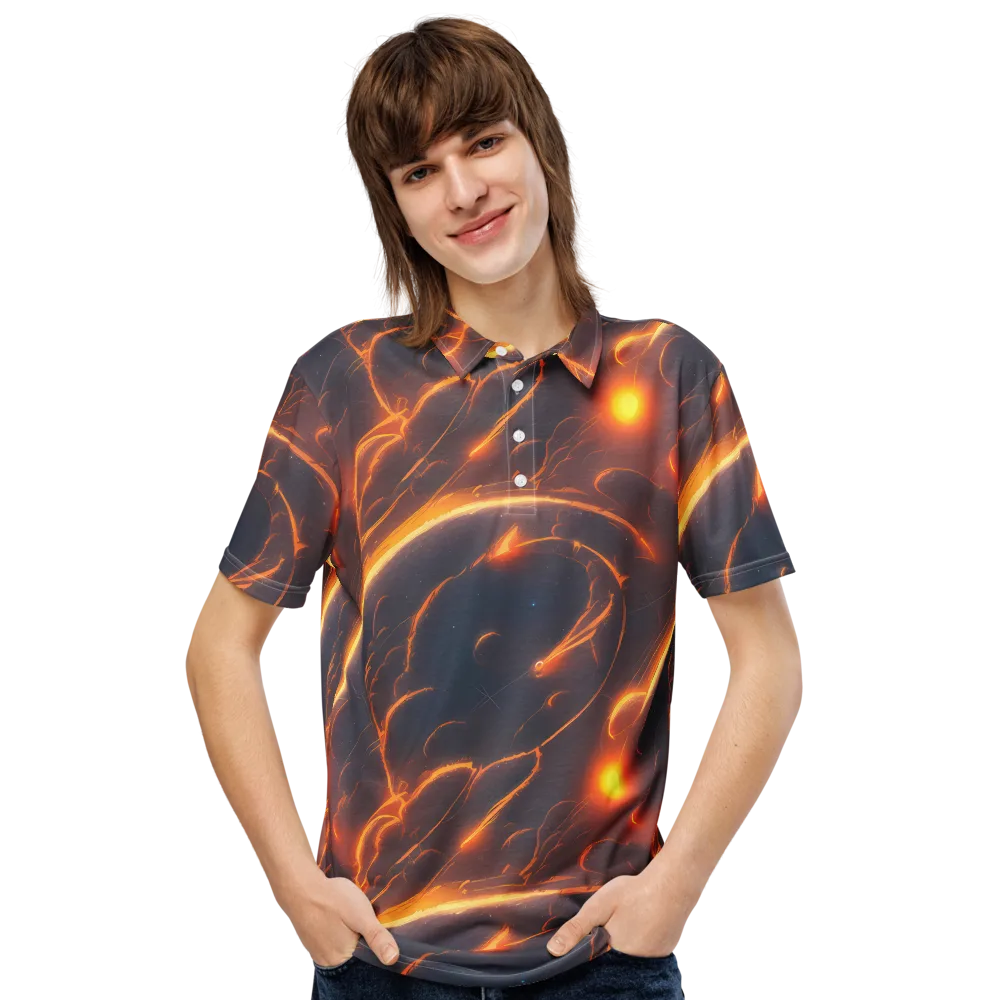 Inferno Spirals on Men's Slim Fit Polo Shirt — Front