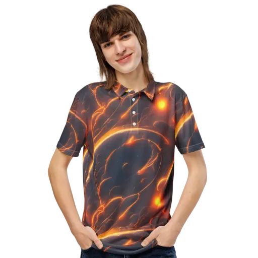 Inferno Spirals on a Men's Slim Fit Polo Shirt