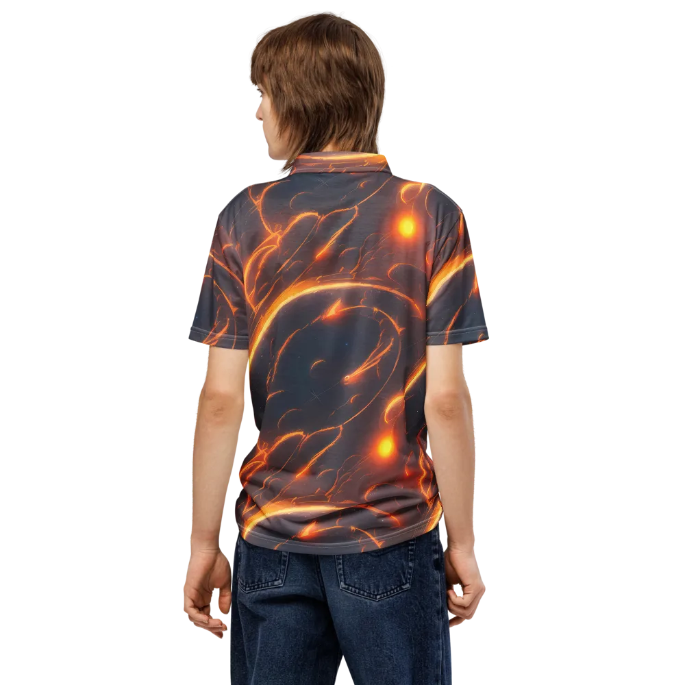 Inferno Spirals on Men's Slim Fit Polo Shirt — Back