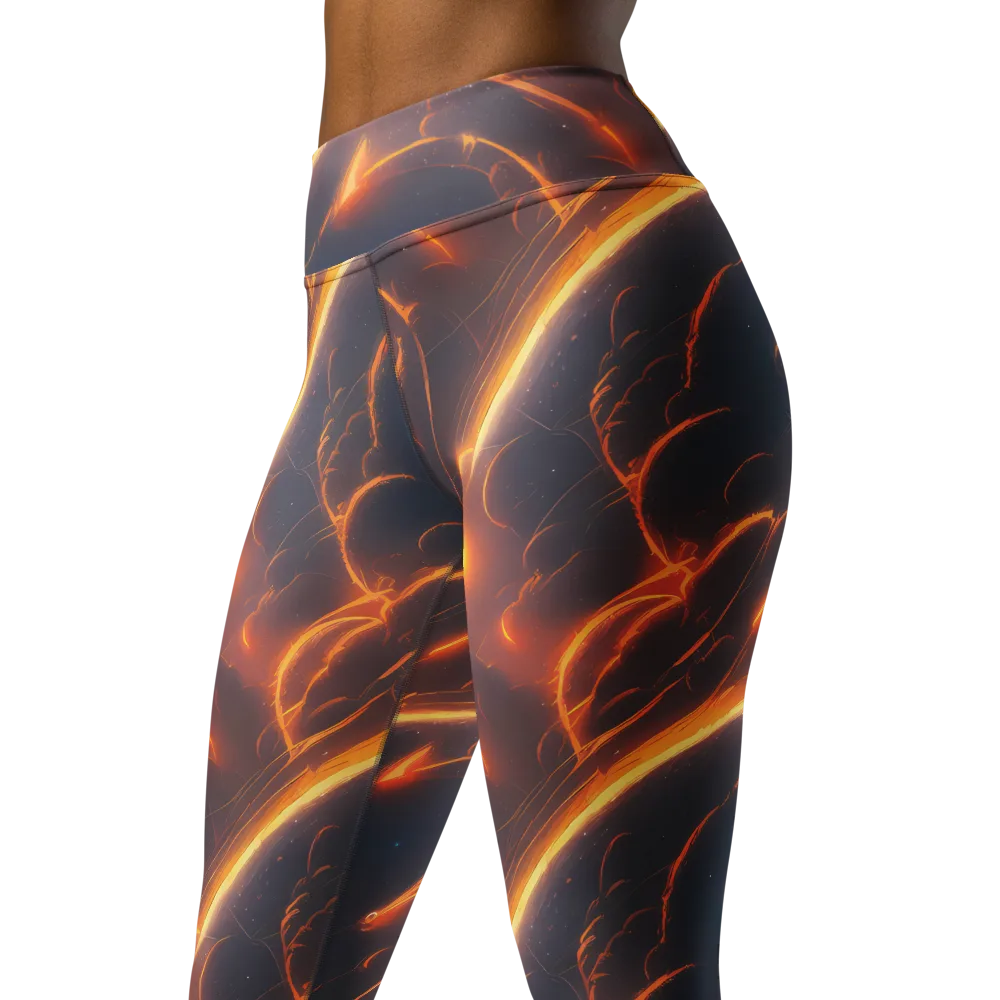 Inferno Spirals on Yoga Leggings — Left Front